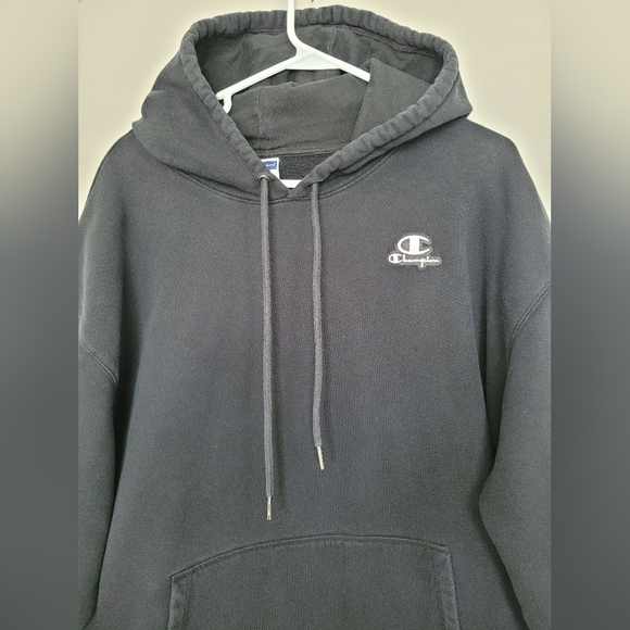 Champion Men's Black Hoodie 80% Cotton Kangaroo Pocket XL - Picture 6 of 16